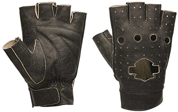 Harley-Davidson Mens Perforated Leather Fingerless Gloves 