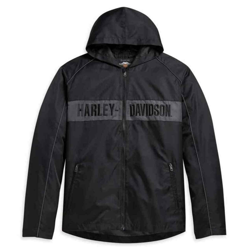 97432-21VM-1 Harley-Davidson® Men's Hooded Stripe Nylon Casual Jacket