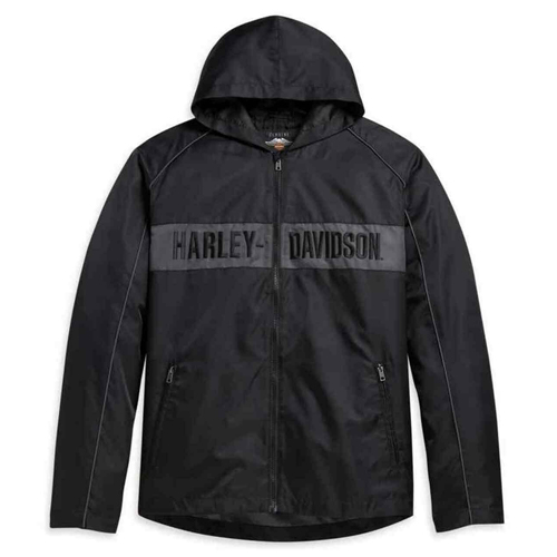 97432-21VM-1 Harley-Davidson® Men's Hooded Stripe Nylon Casual Jacket