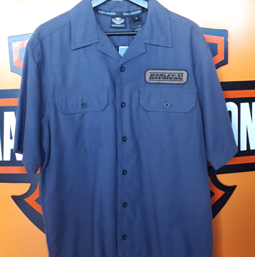 96442-15VM-1 Harley Davidson® Men's Blue Wings Woven Shirt