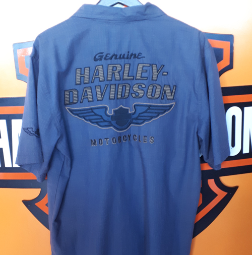 96442-15VM-2 Harley Davidson® Men's Blue Wings Woven Shirt
