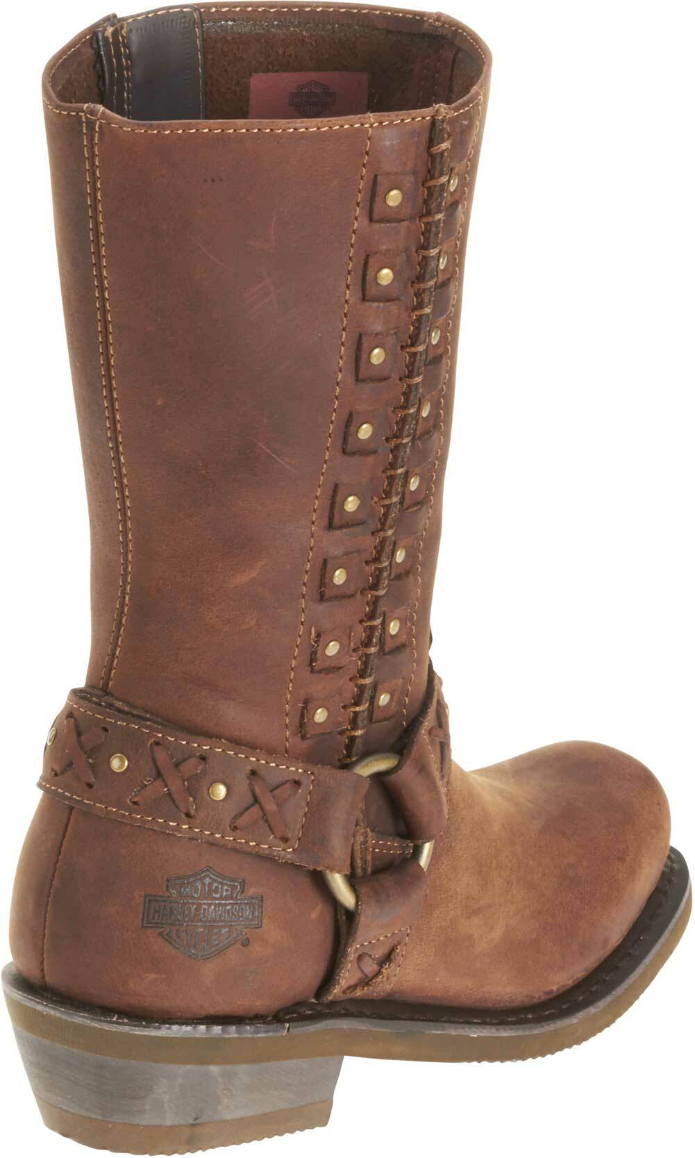 Harley-Davidson® Women's Brown Leather Auburn Harness Stud Motorcycle Boot